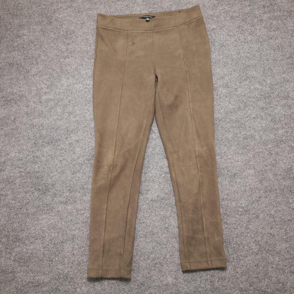 Andrew Marc Leggings Womens Medium Brown Faux Suede Mid Rise Pull On Ankle